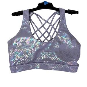CVG Constantly Varied Gear Lilac Glisten Here sports Bra Butterfly Back Small S